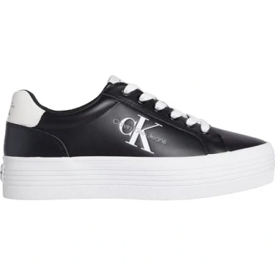 Image of Calvin Klein Jeans Flatform Laceup Trainers, Women&#039;s, Size: 6, Black/bright white Leather
