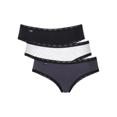 Image of Sloggi 24/7 Weekend Hipster 3 Pack Briefs Black/White/Grey Black XL 16