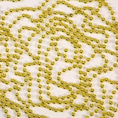 Image of 7.2m (24ft) Gold Shiny Christmas Bead Chain Metallic Xmas Beaded Garland Artificial Pearls Tinsel For Tree Hanging Decorations DIY Art &amp; Crafts Jeweller