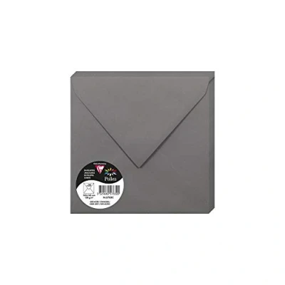 Image of Clairefontaine Ref 5783C Pollen Envelopes (Pack of 20) 165 x 165mm Sized, 120gsm Paper, Gummed Seal, Inkjet &amp; Laser Printer Compatible, Acid Free Dark Grey