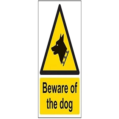 Image of V Safety Beware of the Dog Sign Portrait 150 mm x 200 1 Rigid Plastic
