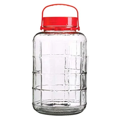 Image of 8L 8 Litre Chunky Glass Airtight Storage Jar with Screw Lid Closure &amp; Handle Ideal for Food Preserves Drinks 34cm (H) x 19.5cm (Dia)