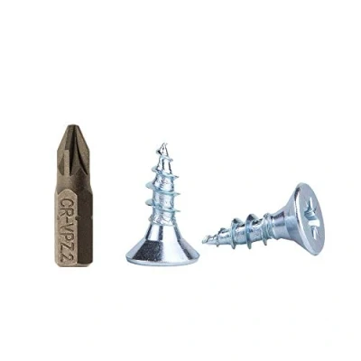 Image of (Pack of 100 pcs) Zinc Plated Steel Wood Screws 4.5 x 16 mm, Pozi Drive Head Screws, Fasteners, Countersunk, Chipboard (100)