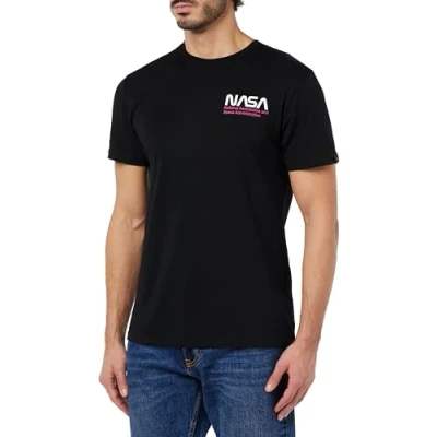 Image of Alpha Industries Men&#039;s Skylab NASA T Shirt, Black/Magenta, XL