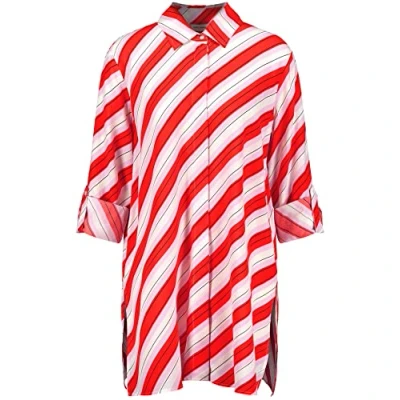 Image of Gerry Weber Women&#039;s 160015 31412 Blouse, Ecru/White/Red/Orange Stripes, 8