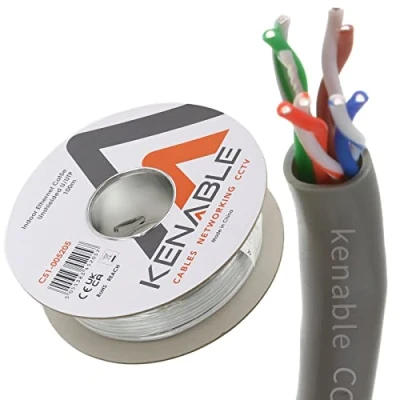 Image of kenable Ethernet UTP CCA Cable Roll Network LAN Solid CAT5e Grey 100m [100 metres]