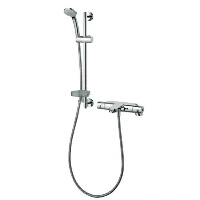 Image of Ideal Standard Alto Ecotherm thermostatic bath shower mixer &amp; riser kit. A5636AA