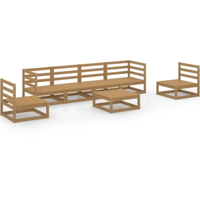 Image of vidaXL 7 Piece Garden Lounge Set Honey Brown Solid Pinewood