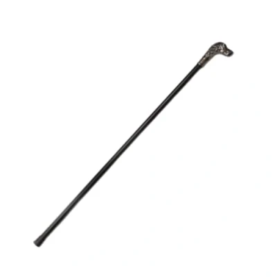 Image of Garden Mile Walking Stick, Cane Vintage Style Dog&#039;s Head Stick Mobility Aid, Victorian Look Silver Pewter Black Antique