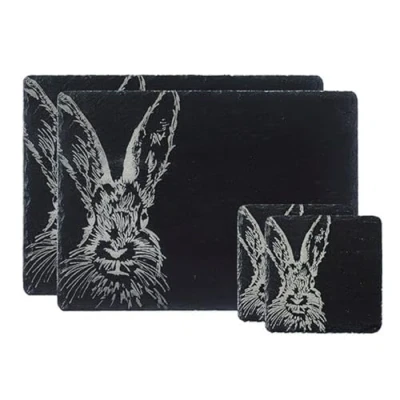 Image of The Just Slate Company Hare Coaster &amp; Placemat Set