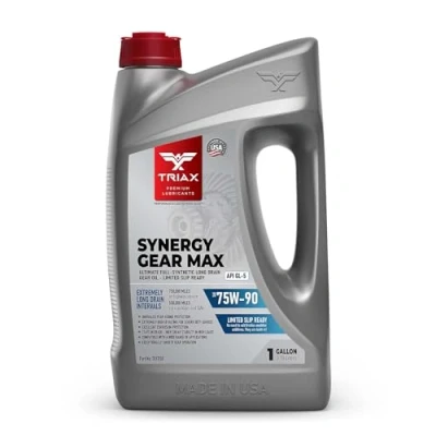 Image of Triax Synergy Gear MAX 75W 90 GL 5 Ultimate Full Synthetic Long Drain Oil for Manual Transmissions, Limited Slip Differentials, Hypoid Gears, Axles, Gearboxes (1 Gallon)