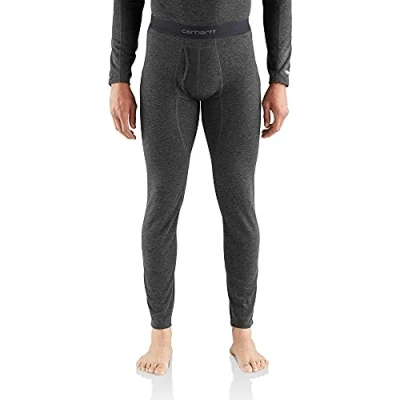 Image of Carhartt Men&#039;s Force Heavyweight Polyester Wool Base Layer Bottom, Black Heather, L