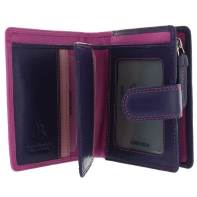 Image of VISCONTI Leather Rainbow Collection BALI Purse RFID blocking RB40 Berry Multi