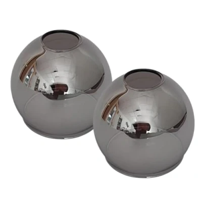 Image of Loxy E14 Lampshade, Glass, Replacement Shade, Lamp Glass for Pendant Lamp, Table Floodlight, Light (2 x Smoked Glass)