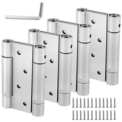 Image of HOIGON 2 Pairs 4 Inch Double Action Spring Door Hinges, Heavy Duty Ball Bearing Self Closing Stainless Steel Hinges with Screws and Adjusting Pin for Cafes, Bars, Saloons