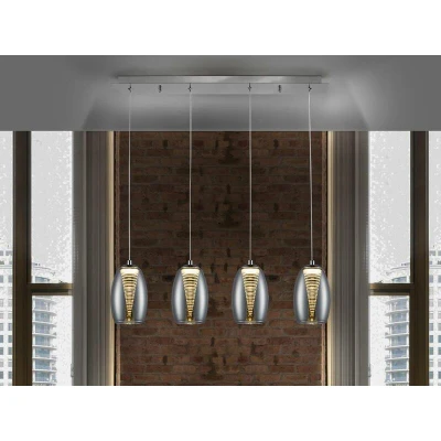 Image of Nebula Integrated LED Crystal 4 Light Bar Ceiling Pendant Chrome