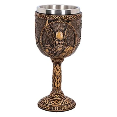 Image of Nemesis Now D4719P9 Thor Goblet 17cm, Resin w. Stainless Steel, Bronze
