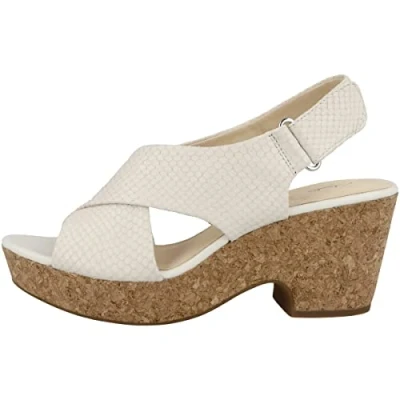 Image of Clarks Womens Maritsa Lara Ankle Strap Sandals, White Snake Snake, 7 UK