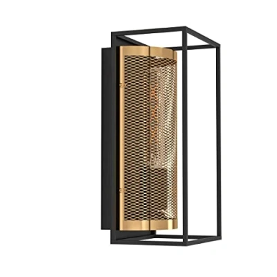 Image of Eglo Wall Light Fixture Nohales, Industrial Design Indoor lamp, Living Room and Hallway Lighting, Spotlight Made of Metal in Black Brass Colour, E27 Socket
