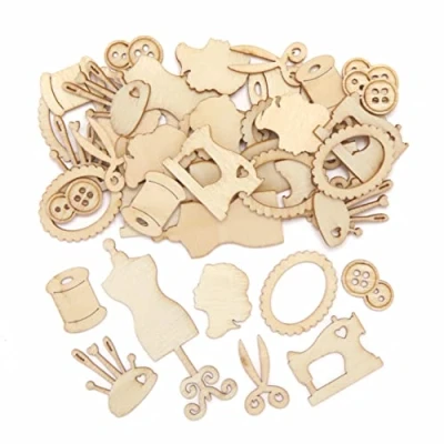 Image of Baker Ross AX893 Dressmaker Mini Shapes Pack of 64, Woodcrafts for Kids to Design, Paint, Decorate and Then Use Embellishments or Card Crafts