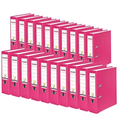 Image of Exacompta Ref 11286747007F FALKEN Vegan PP Lever Arch Files Suitable for A4 Documents, 80mm Spine , Label, Metal Finger Hole Pink (Pack of 20)