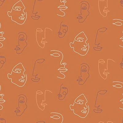 Image of furn. Kindred Abstract Faces Printed Wallpaper, Terracotta/Coral