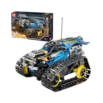 Image of Mould King Tracked Racer Tank Blue Car 400/pcs Remote Control RC Brick Model 13032