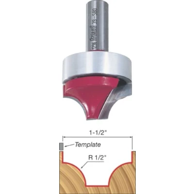 Image of Freud 39 580 1 1/2 Inch Diameter Top Bearing Ovolo Groove Router Bit with Shank
