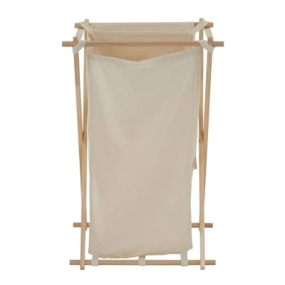 Image of Household Essentials 6785 1 Collapsible Wood X Frame Laundry Hamper with Fold Over Lid