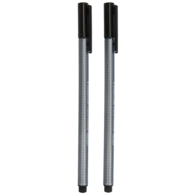 Image of STAEDTLER 334 9 BK2D Triplus Fineliner Pen, Triangular Set, Black, Set of 2