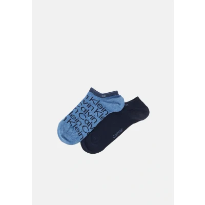 Image of Calvin Klein Underwear Sneaker ALL OVER Print 2 PACK Trainer socks, Size: 6 8, Mid denim