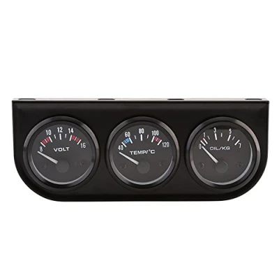 Image of Qiilu Oil Pressure Gauge, 52mm 3 in 1 Triple Gauges Meter Water Temperature Gauge Voltmeter For Car Truck
