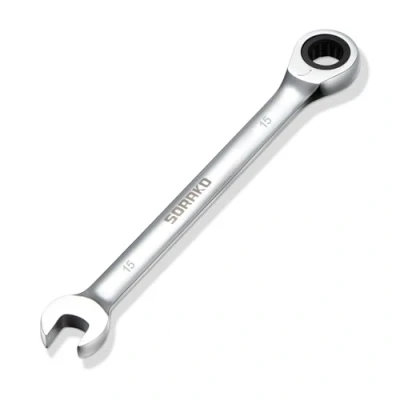Image of SORAKO 15mm Ratcheting Combination Wrench, Chrome Vanadium Steel Gear Industrial Grade Cr V Spanner, Household Garage Tools(Metric)