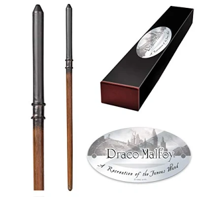 Image of The Noble Collection Draco Malfoy Character Wand 16in (40cm) Wizarding World With Name Tag Harry Potter Film Set Movie Props Wands
