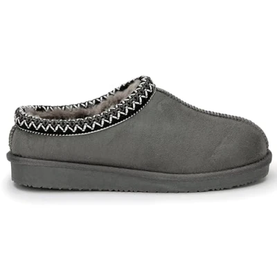 Image of Polar Women s Slippers Faux Suede, Flexible Waterproof Anti Slip Rubber Sole, Aztec Fluffy Fur Lined Ons, Winter Ladies Walking Shoes for Indoor &amp; Outdoor Grey Sheepskin UK 5