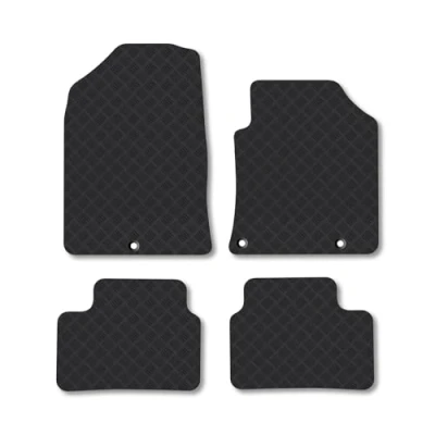 Image of Rubber Car Mats Compatible with Hyundai I30 (2017+) Tailored Fit Floor Set Accessory Black Custom 4 Pieces Clips Anti Slip Backing, Heavy Duty &amp; Waterproof
