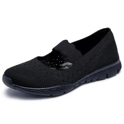Image of Skechers Women&#039;s Seager Power Hitter Mary Janes, Black Bbk, 4 UK