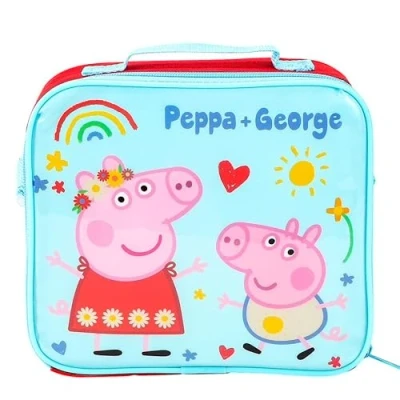 Image of TDL Favourite Pig &amp; George Lunch Bag with Rainbow Children&#039;s School or Travel Dinner