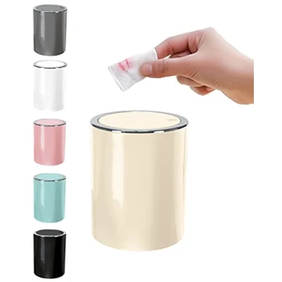 Image of KW &quot;Clappe 1.7Ltr Counter Top Waste Bin/Mini Swing Bin/Compost Bin (Cream)