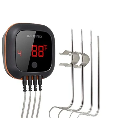 Image of INKBIRD IBT 4XS BBQ Thermometer Bluetooth Meat Wireless Smart ℉/℃ with Rechargeable Battery Rotatable Screen Probes (Meat + 4 Probes)