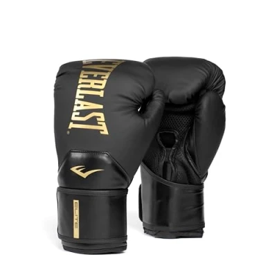 Image of Everlast Elite 2 Boxing Gloves (Black/Gold, 12oz)