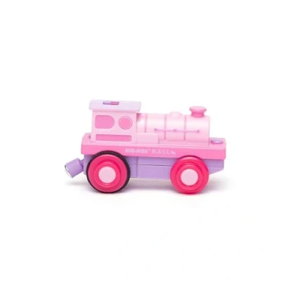 Image of Bigjigs Rail Battery Powered Pink Loco Train Motorised Trains &amp; Accessories For Wooden Railway Sets, Gifts Toddlers Kids, Compatible With Most Other Brands, Age 3 Years Old +