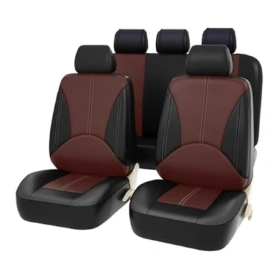 Image of ZQYCD Car Seat Cover Sets for Toyota Yaris Hybrid 2020 2024, Front Rear Protectors Leather Waterproof Non Slip Breathable Cushion Covers Accessorie,D/Black Coffee
