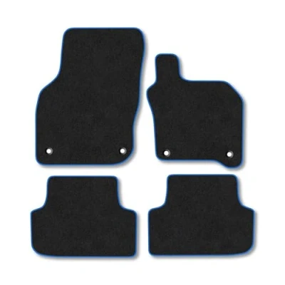 Image of Car Mats Compatible with Audi A3 Hybrid (2020 ) Tailored Fit Blue Carpet Floor Set Accessory Custom 4 Pieces Anti Slip Backing &amp; Binding Trim Edge