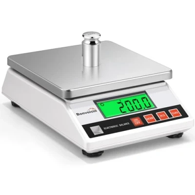 Image of Bonvoisin Precision Scale 6000gx0.1g Digital Lab Industrial Counting Accurate Electronic Balance Portable Laboratory Analytical Jewery Kitchen CE Certified (6000g, 0.1g)
