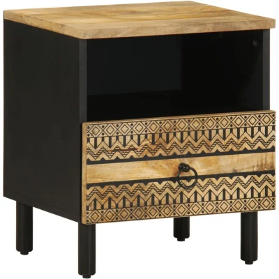 Image of vidaXL Bed Cabinet Black 40x33x46 cm Solid Rough Wood Mango