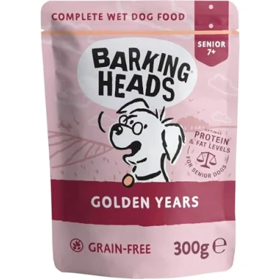 Image of Barking Heads Wet Dog Food for Senior Dogs Golden Years Free Run Chicken &amp; Salmon No Artificial Flavours Grain Recipe with Optimal Protein Fat Levels (10 x 300 g)