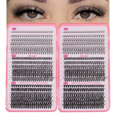 Image of Bransfy 3 Styles 720pcs Eyelashes Clusters Lash Wispy Individual Lashes D Curl Extension 9 16MM Natural Volume DIY Cluster Eyelash(20D+30D+40D)