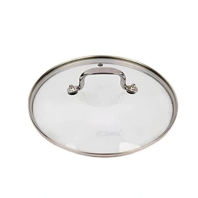 Image of BoBoHome Tempered Glass Vented Pan Lid Saucepans, Wok,Glass Transparent Stainless Steel Rim &amp; Handle 18Cm
