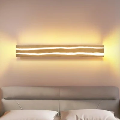 Image of ZMH LED Wood Wall lamp Indoor Decorative Light Magma Style Night Perfect for Living Room Bedroom Hallway Staircase Interior Lighting